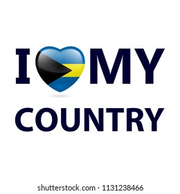 Heart with Bahamian flag colors. I Love My Country - Bahamas
