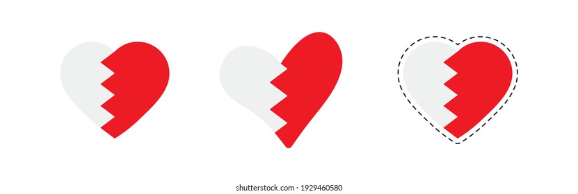 heart Bahrain  flag. Simple vector Bahrain  flag