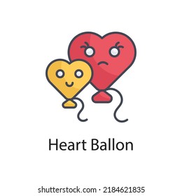 Heart Ballon vector Filled Outline Icon Design illustration on White background. EPS 10 File 