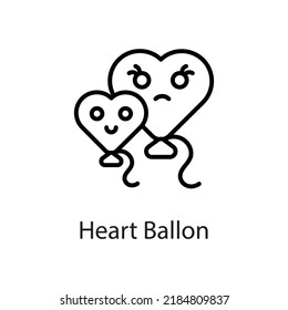 Heart Ballon vector Outline Icon Design illustration on White background. EPS 10 File 