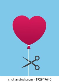 Heart balloon about to be cut by scissors 