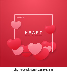 Heart balloon abstract banner isolated red in colors, with space for text. Usable for web, landing page, social media, print, banner, backdrop, background template. Valentines day celebration.