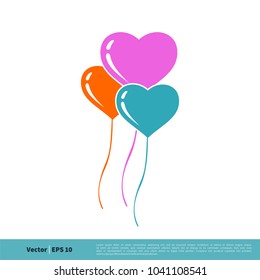Heart Balloon Colorful Icon Vector Logo Template Illustration Design. Vector EPS 10.