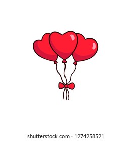 Heart balloon concept line icon. Simple element illustration. Love balloon outline symbol design. Can be used for web and mobile UI/UX. Modern vector style.