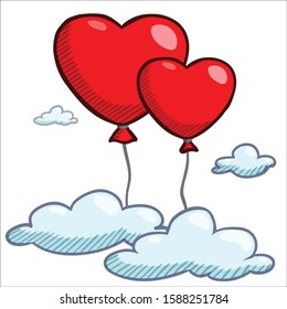 HEART BALLOON COUPLES WITH CLOUDS