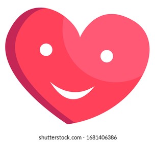 Heart balloon emoticon in love vector, isolated decoration with eyes and mouth. Photozone element, accessory for celebrating anniversary or romantic sticker. Face expression with helium flat style