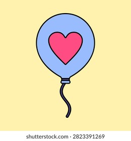 Heart Balloon Flat design style, heart shaped balloon representing celebration and decoration, ideal for party graphics, festivals, and romantic events.