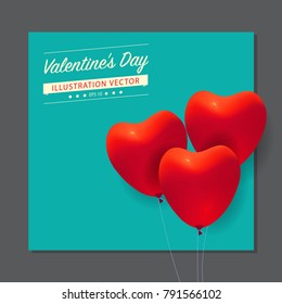 Heart balloon with frame paper cut in concept Happy Valentine's Day, Balloons can be used for making valentine postcards and illustrations.