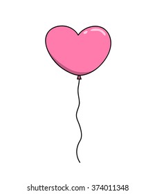 Heart Balloon, a hand drawn vector illustration of a pink heart-shaped balloon, perfect for projects like weddings, Valentine's day, postcard, decoration elements, etc.