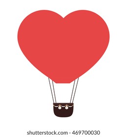 heart balloon hot love valentine romance basket air rope vector  isolated illustration