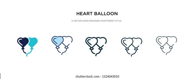 heart balloon icon in different style vector illustration. two colored and black heart balloon vector icons designed in filled, outline, line and stroke style can be used for web, mobile, ui