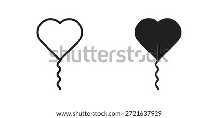 Heart balloon icon in filled, thin line, stroke style for website and apps