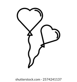 Heart balloon icon linear logo isolated