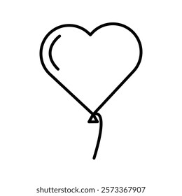 Heart balloon icon Outline thin set