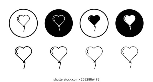 Heart balloon icon Outline thin set pack series