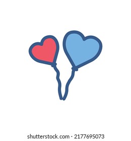 heart balloon icon. Icon related to party. Lineal color icon style. Simple design editable