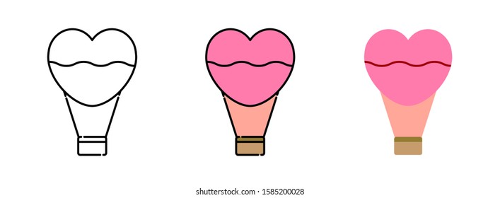 Heart Balloon icon set isolated on white background for web design,Valentine day concept
