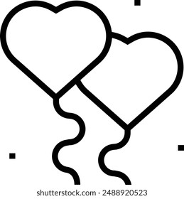 heart balloon icon. Thin linear style design isolated on white background