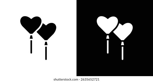 Heart balloon icon Vector in flat style. Collection silhouettes