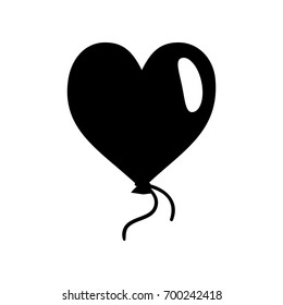 Heart balloon icon. Vector. Flat style black icon on white.