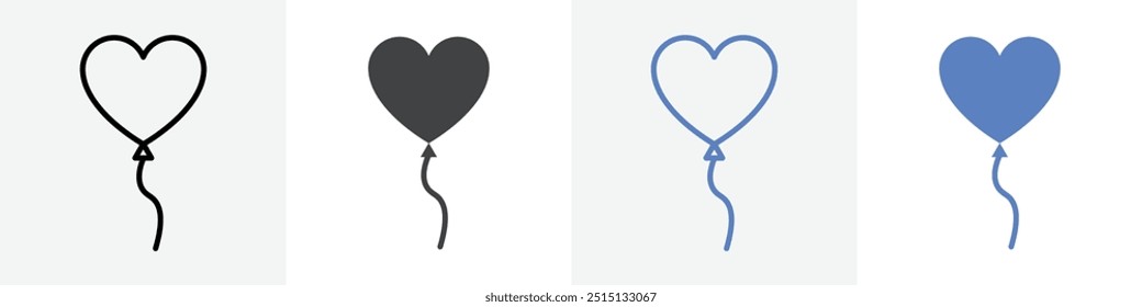 heart balloon icon vector set use for web ui or app