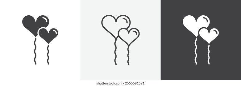 Heart balloon icon vector set for ui designs