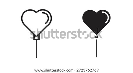 Heart balloon icons in filled, thin line, outline and strokes