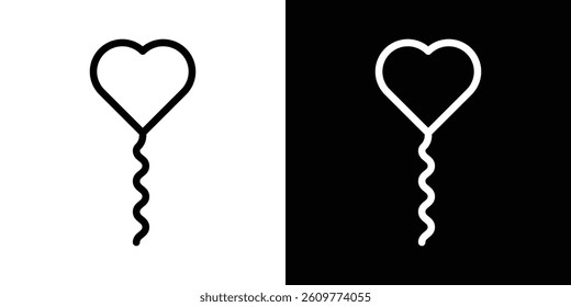 Heart balloon icons vector set in stroke line style