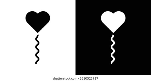Heart balloon icons vector set in solid flat style