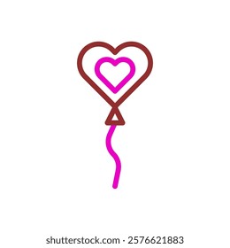 Heart balloon illustration with string on white background