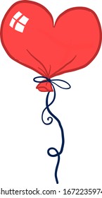 Heart balloon, illustration, vector on white background.