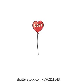 Heart balloon isolated on white background