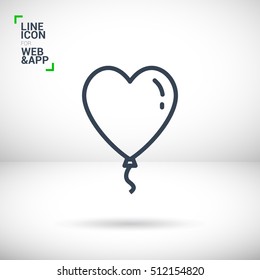 Heart balloon isolated single linear icon for websites and mobile minimalistic flat design.
