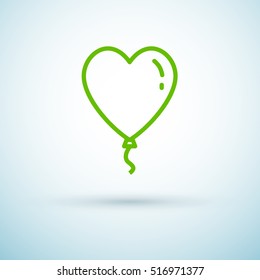 Heart balloon isolated single linear icon for websites and mobile minimalistic flat design.