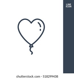 Heart balloon isolated single linear icon for websites and mobile minimalistic flat design.