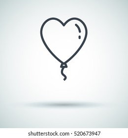 Heart balloon isolated single linear icon for websites and mobile minimalistic flat design.