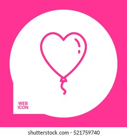 Heart balloon isolated single linear icon for websites and mobile minimalistic flat design.
