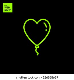 Heart balloon isolated single linear icon for websites and mobile minimalistic flat design.
