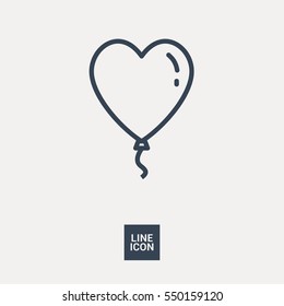 Heart balloon isolated single linear icon for websites and mobile minimalistic flat design.