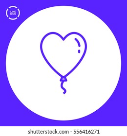 Heart balloon isolated single linear icon for websites and mobile minimalistic flat design.