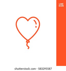 Heart balloon isolated single linear icon for websites and mobile minimalistic flat design.