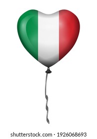 Heart balloon Italy flag on a white background. Vector illustration.