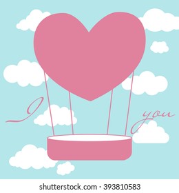heart balloon with a lettering.funny clouds