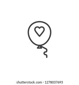 Heart balloon line icon. linear style sign for mobile concept and web design. Balloon with heart outline vector icon. Valentine's day symbol, logo illustration. Pixel perfect vector graphics