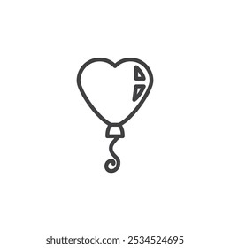 Heart Balloon line icon. linear style sign for mobile concept and web design. Heart shape balloon outline vector icon. Valentines day symbol, logo illustration. Vector graphics
