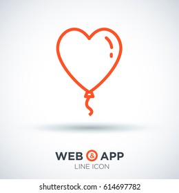 Heart balloon line vector icon