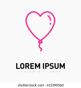 Heart balloon line vector icon
