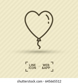 Heart balloon line vector icon