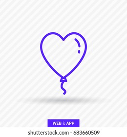 Heart balloon line vector icon