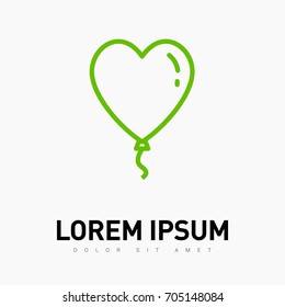 Heart balloon line vector icon